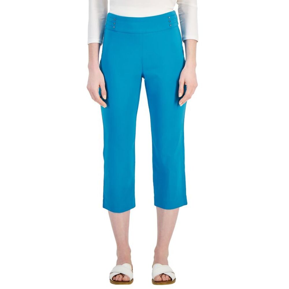 JM Collection Women's Pull On Slim-Fit Rivet Detail Cropped Pants